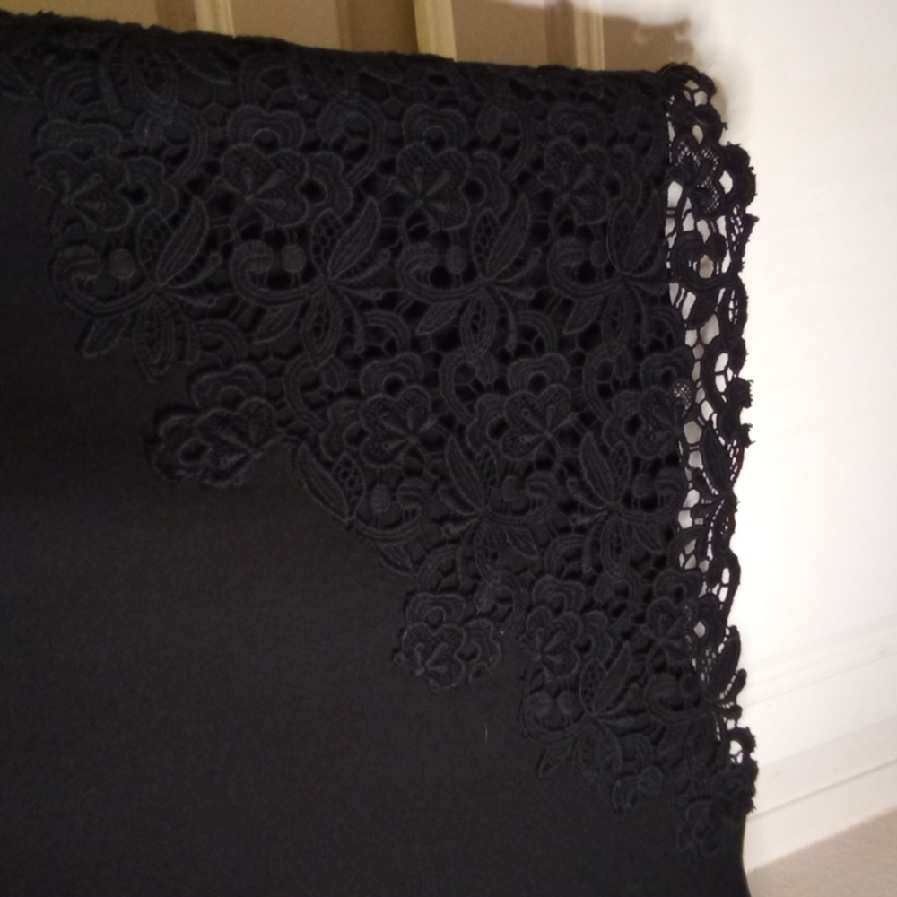 Elie Tahari Black Shift Sleeveless Dress with Lace Size 4 - Picture 4 of 11